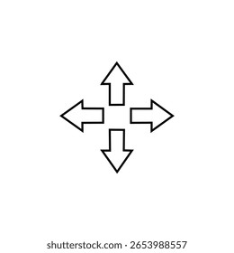 Four-Directional Arrows Icon, Showing Movement in All Directions