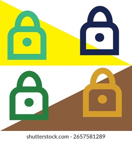 Icono de cuatro padlocker con tres colores para su diseño uiux