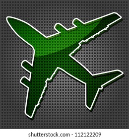 Four-engine jet airliners in the air on the metallic background