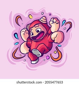 ícono de dibujos animados vectoriales de ilustración de mascota con cuatro manos.