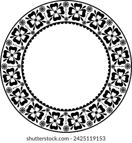 Four-leaf clover black silhouette round frame

