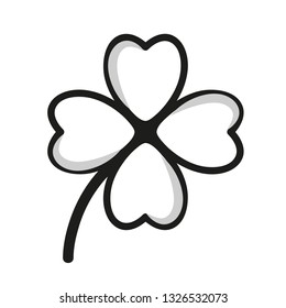 four-leaf clover black and white simple drawing vector illustration EPS10