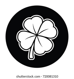 Four-leaf clover black and white vector illustration