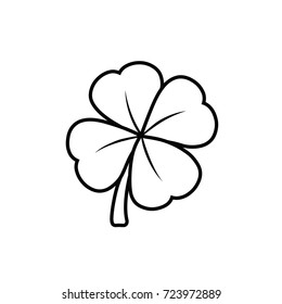 Four-leaf clover black and white vector illustration