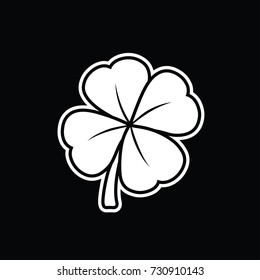 Four-leaf clover black and white vector illustration