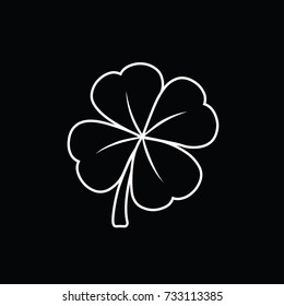 Four-leaf clover black and white vector illustration