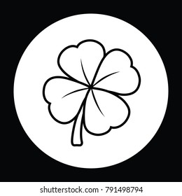 Four-leaf clover black and white vector illustration