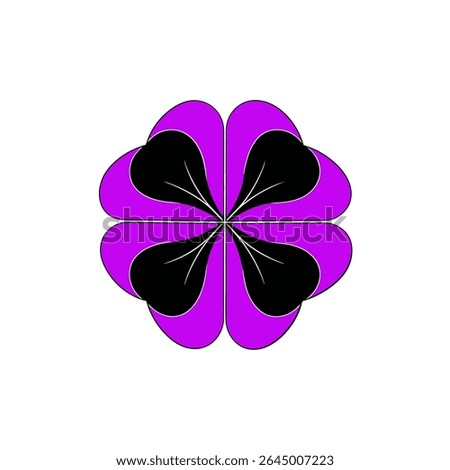 Fourleaf clover blooms symmetrically centered simple isolated graphic