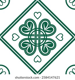 Four-leaf clover and Celtic knot pattern in traditional style