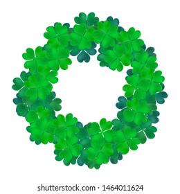 Four-leaf clover circular frame. Ireland's lucky shamrock poster