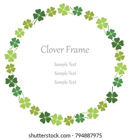 Four-leaf clover circular frame, vector illustration.