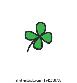 four-leaf clover doodle icon, vector illustration
