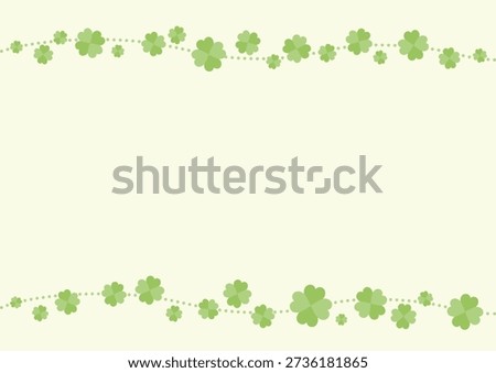 Four-leaf clover frame, background illustration of spring and summer plants