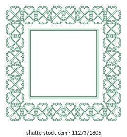 Four-leaf clover frame, template, decoration. Art deco style. Vector illustration.