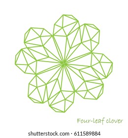 Four-leaf clover, geometric polygonal design of Shamrock isolated on white background, vector illustration