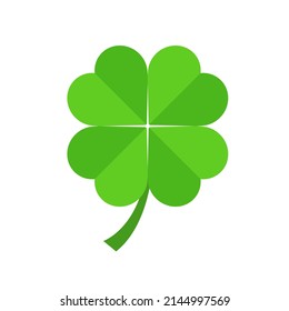 Four-leaf clover. Green leaves clover for Good Luck St Patrick's Day. Vector illustration