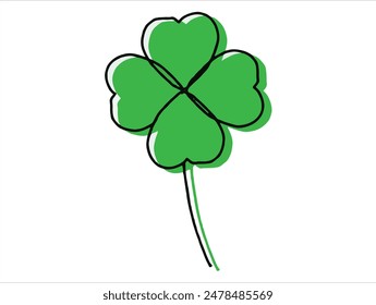 Four-leaf clover hand drawn illustration