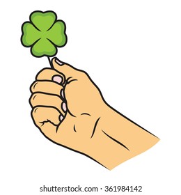 Four-leaf Clover And A Hand Vector