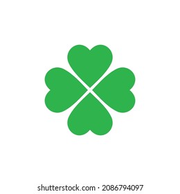 Four-leaf clover icon. Good luck symbol. Attribute of the Irish Leprechaun. Isolated vector illustration on white background.