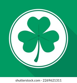 Four-leaf clover icon isolated on white background. Clover sign illustration pictogram. Symbol of St. Patrick's Day. Vector Illustration in cartoon style.