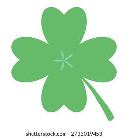 Four-leaf clover icon isolated. St. Patrick's Day good luck symbol. Simple flat vector illustration of a green shamrock