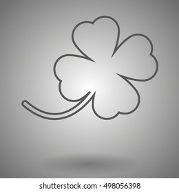 Four-leaf clover icon. thin line design vector illustration on gray background.