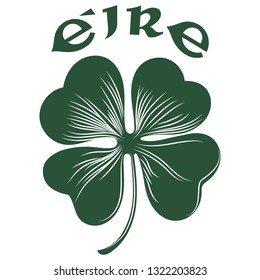 Four-leaf clover. Irish symbol for the feast of St. Patrick, isolated on white, vector illustration