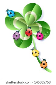 Four-Leaf Clover and Ladybugs