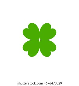 Four-leaf clover, Leaf clover sign icon.