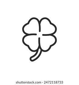 Four-leaf clover, linear style icon. luck and good fortune. Editable stroke width