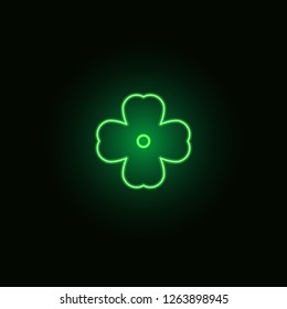 four-leaf clover neon glow effect on a dark background