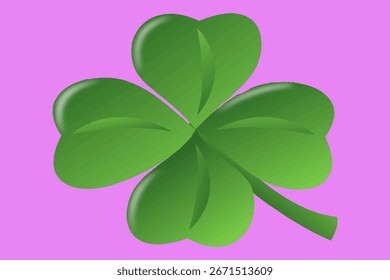 Four-Leaf Clover on Pink Background