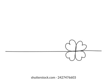 Four-leaf clover one line drawing vector illustration.