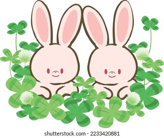 Four-leaf clover and rabbit illustration
