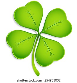 Four-Leaf Clover - Realistic vector clover with shadow.  Elements are grouped separately, and file is layered for easy editing.  Colored with global swatches, so file can be recolored easily.  