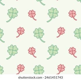 Four-leaf clover seamless pattern vector illustration