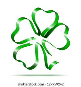 Four-leaf clover shape from ribbon