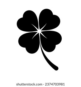 Four-leaf clover silhouette icon. Vector.