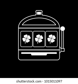 Four-leaf clover slot machine icon black and white vector illustration