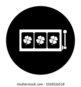 Four-leaf clover slot reels icon black and white vector illustration