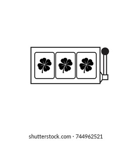 Four-leaf clover slot reels icon black and white vector illustration