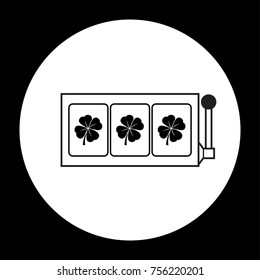 Four-leaf clover slot reels icon black and white vector illustration