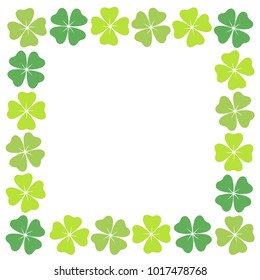 Four-leaf clover square frame, vector illustration.