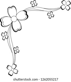 Four-leaf clover For St. Patrick's day, isolated on white background, vector illustration, transparent black-and-white object used for painting, coloring. In shadows and shadows