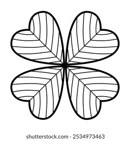 Four-leaf clover is a symbol of good luck, a contour logo