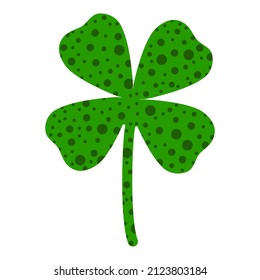 Four-leaf clover with texture, clover pattern, good luck charm, clover leaf. Vector graphics