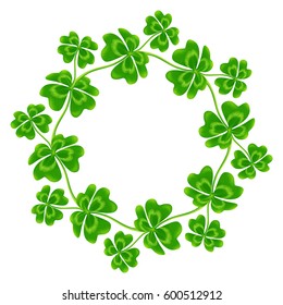 Four-leaf clovers vector round frame