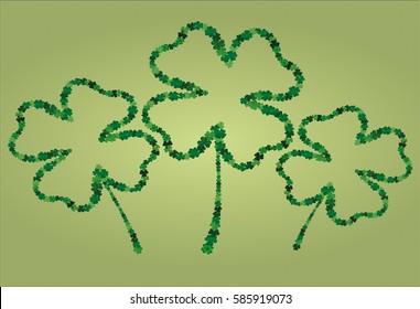 four-leaf. the contour of the clover.  St.Patrick 's Day. Vector illustration. Greeting card with empty space for text or advertising.