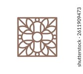 Four-leaf flower element. Square logo. Vector element for mosaik, pattern and grid.