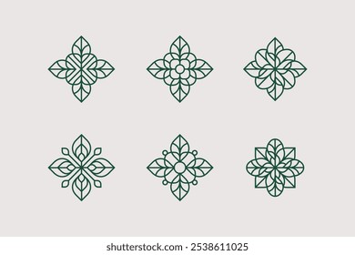 Four-leaf flower geometric emblem. Modern abstract linear shape for emblem, badge, insignia.